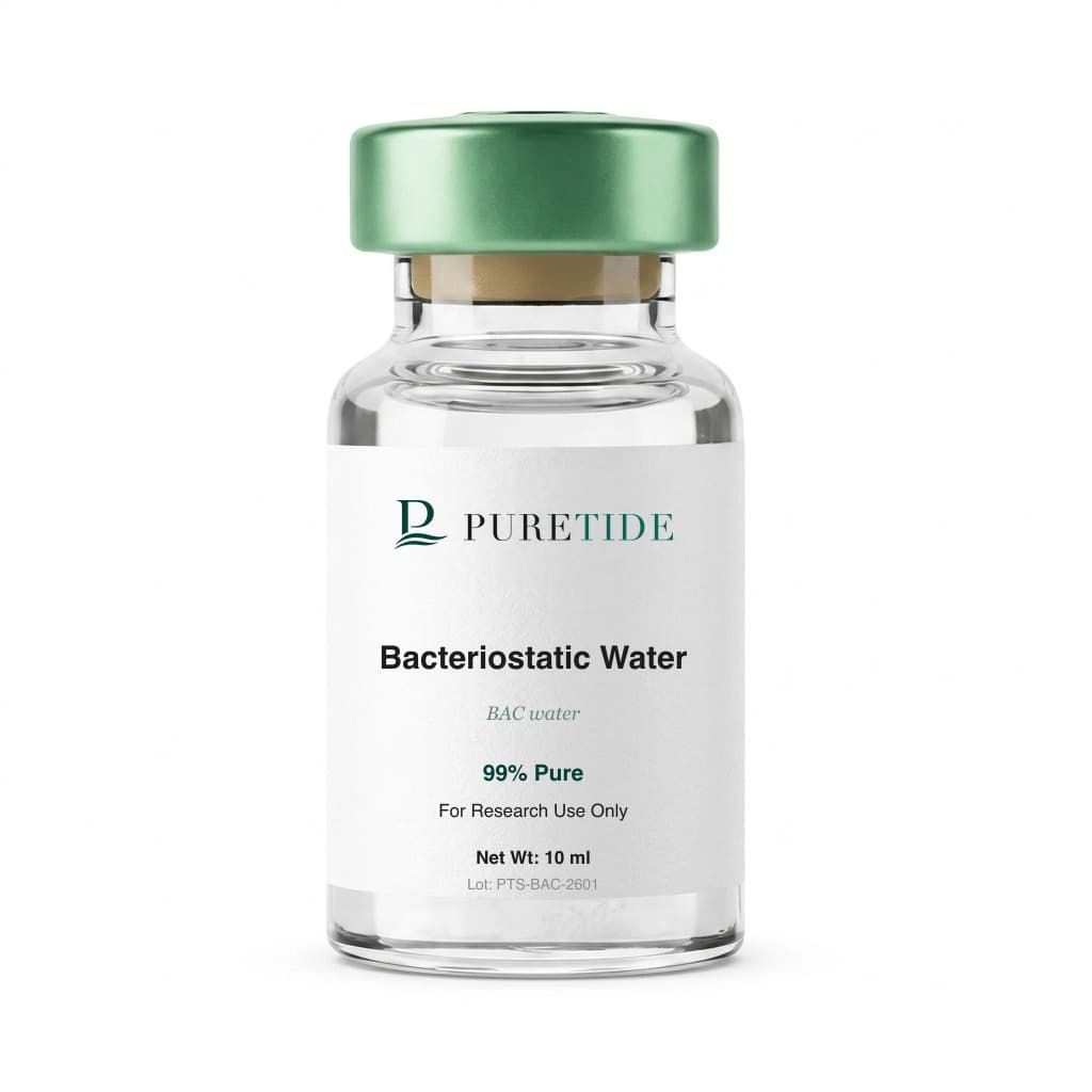 Bacteriostatic Water vial with the PureTide house label